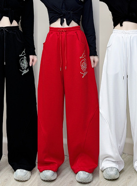 纤伽【高品质/玫瑰烫钻】秋冬新品广场舞运动裤弯刀裤阔腿裤长裤