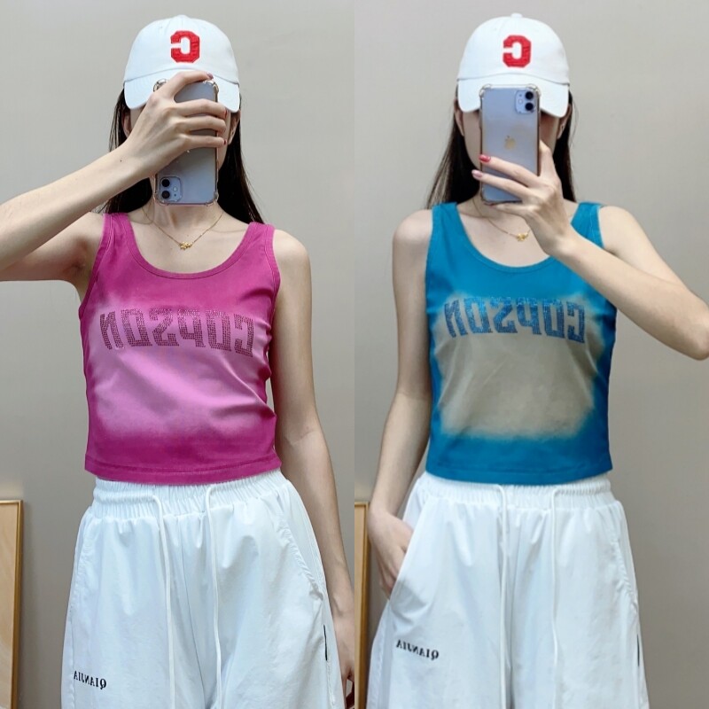 夏季新款修身嘻哈风背心吊带短款广场舞上装