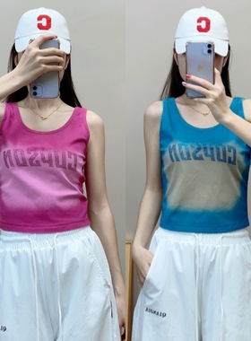 夏季新款修身嘻哈风背心吊带短款运动跳舞复古印花欧美性感百搭女