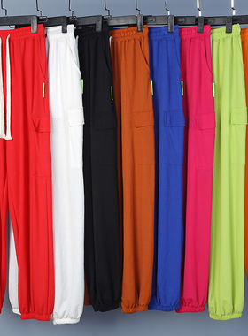 2023夏季广场舞服装新款表演出团体曳步舞运动宽松百搭工装裤女