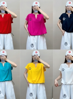 夏季新款宽松罩衫抽绳上衣透气吸汗时尚百搭广场舞曳步舞跳舞衣服