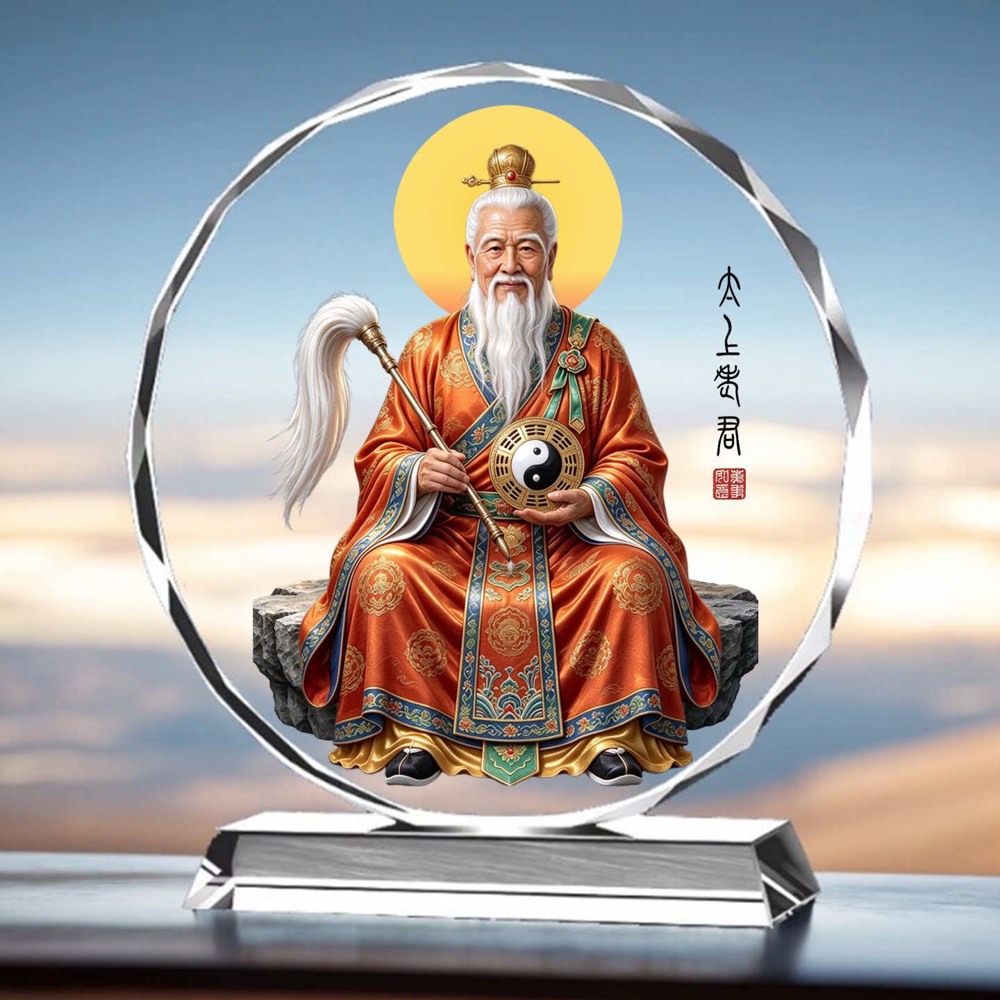 上清道德天尊太上老君三清祖师爷画神像摆件供奉客厅玄关家居装饰