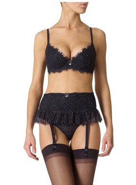 官网同款英国高端品牌MYLA性感女文胸镂空蕾丝假钻搭吊袜带75BD