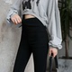 高个子紧身铅笔小脚魔术裤 高腰加长版 女外穿加绒秋冬款 黑色打底裤