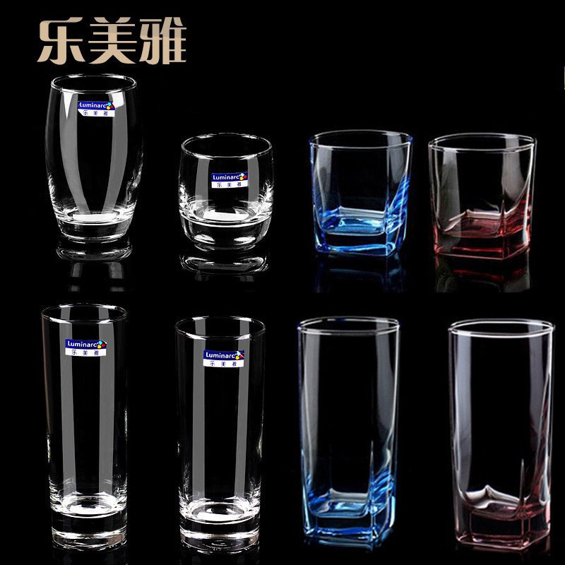 乐美雅加厚耐热透明彩色玻璃杯子家用水杯茶杯果汁杯啤酒杯玻璃杯