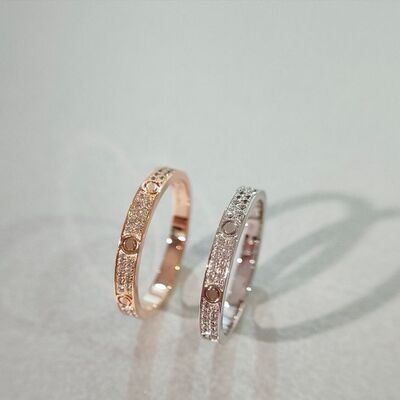 明星同款情侣窄版满天星18k玫瑰金戒指对戒轻奢指环个性带钻满钻