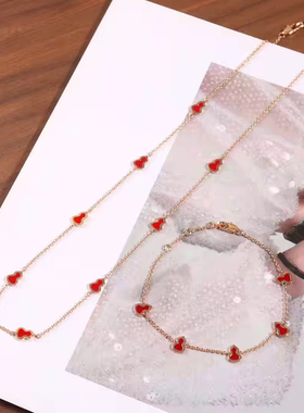 明星同款麒麟葫芦项链八福禄红玛瑙18k玫瑰金锁骨链毛衣链手链