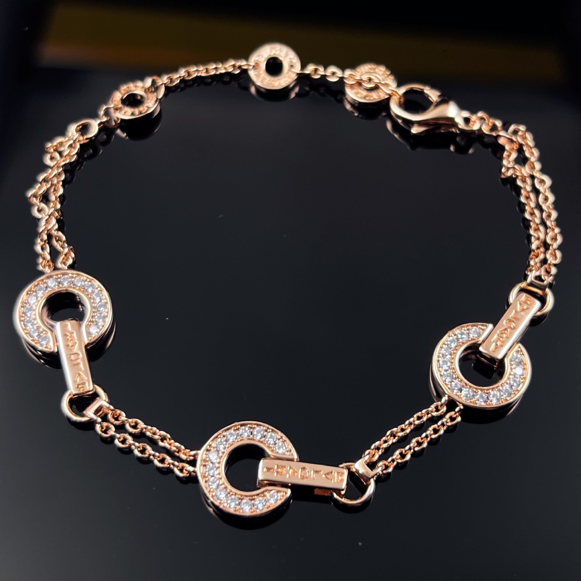 明星同款时来运转轻奢圆钱币手链18K玫瑰金发财甜甜圈铜钱项链