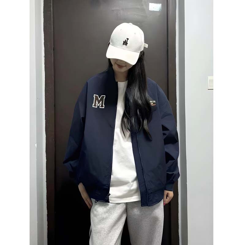 美式复古宽松情侣棒球外套女