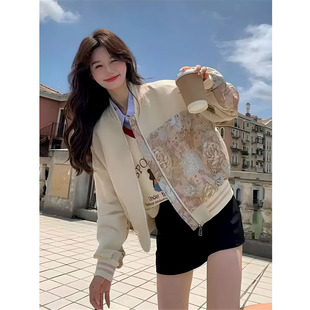 又酷又飒时尚洋气时髦刺绣棒球服外套女秋韩版设计感炸街短款夹克