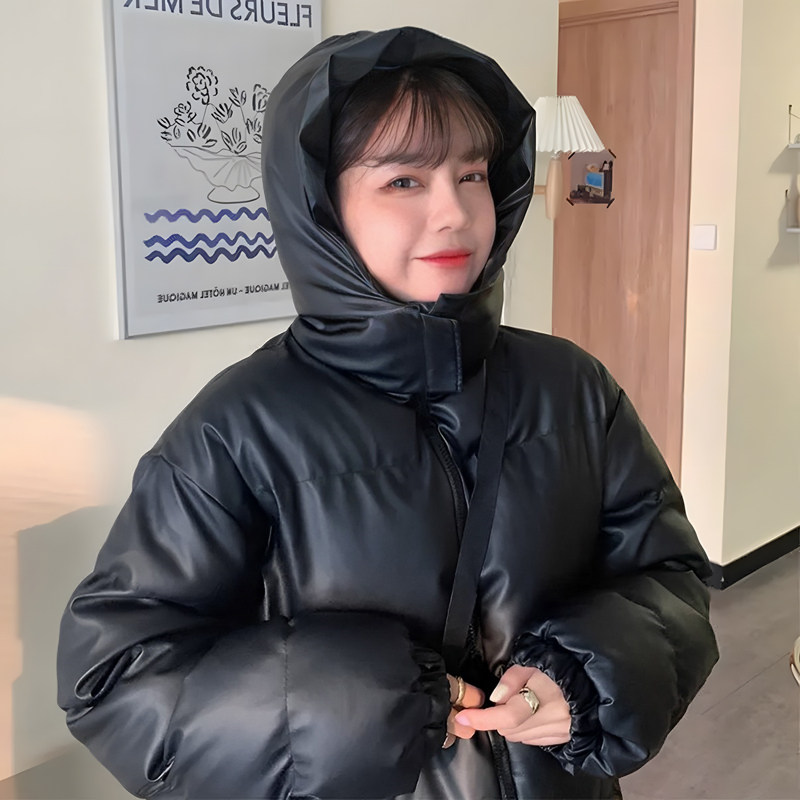 PU皮加厚保暖免洗棉服外套情侣装