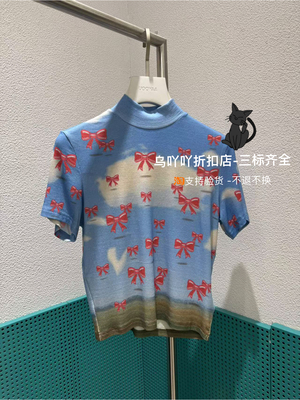 乌吖/UOOYA正品国内专柜代购三标齐全UY23412T106366短袖蝴蝶结T