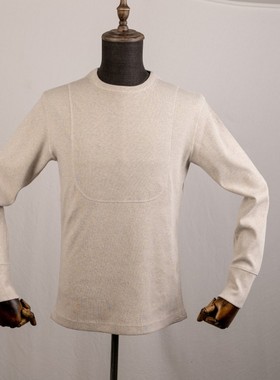 BLOOM 重磅海军加厚双贴打底衫纯色卫套头圆领卫衣长T男