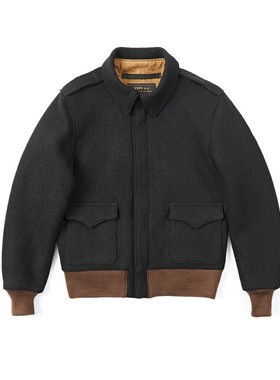 浮生出品 24OZ重磅纯羊毛呢A2飞行夹克男外套