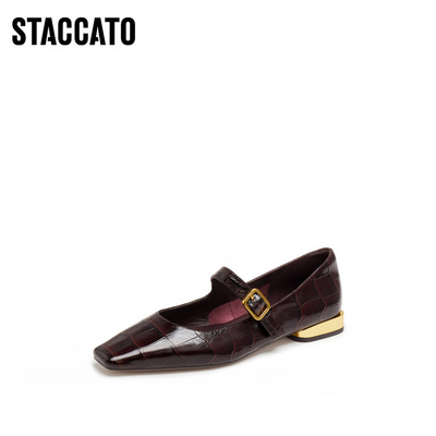 思加图2025新款Annie安妮复古玛丽珍鞋平底鞋浅口单鞋女EWV08CQ5