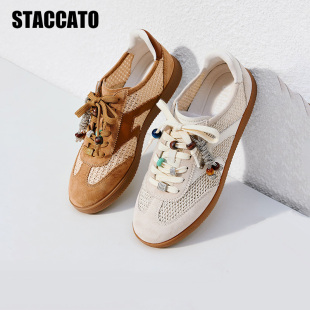 透气女鞋 思加图2026新款 运动休闲鞋 阿甘鞋 EE940AM6 百搭复古德训鞋