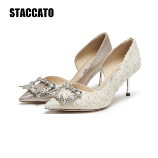 法式 方糖鞋 优雅高跟鞋 浅口细跟单鞋 ED362AQ6 思加图2026季 婚鞋 新款