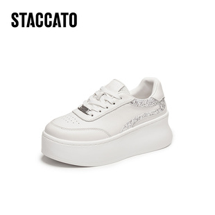 运动休闲鞋 思加图2026新款 百搭小白鞋 厚底增高板鞋 子S0316CM5 女鞋