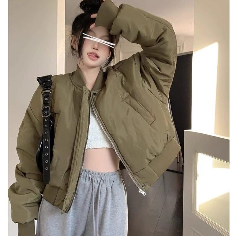2024新短款韩版棉服女秋冬季加厚飞行员夹克棒球服外套棉衣小个子