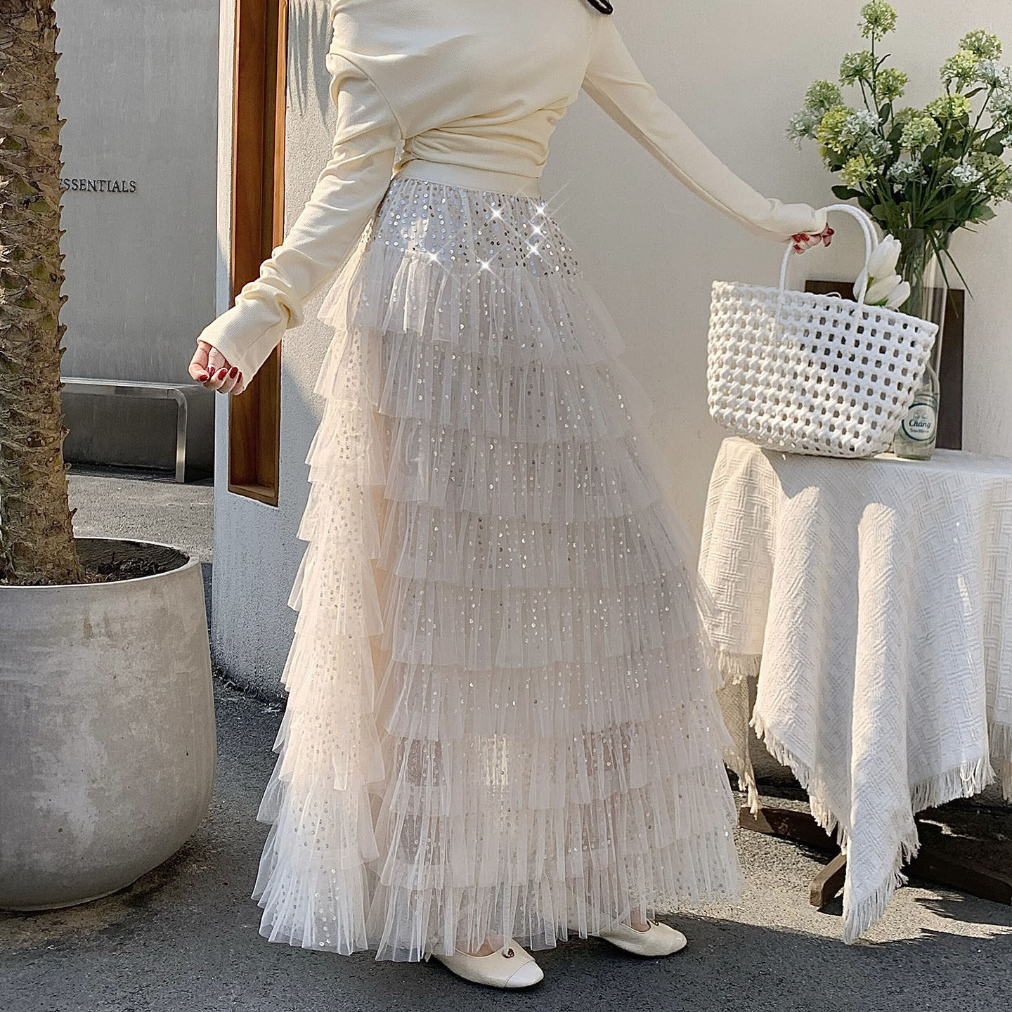 公主风长款亮片网纱层层蛋糕裙女法式松紧高腰大摆A字半身裙春夏,女装/女士精品,大码半身裙,淘宝优惠券,粉丝福利购,淘宝优惠卷