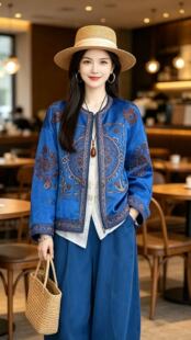 2026秋冬新款新中式国风女装人丝香云纱棉衣复古民族风重工刺外套