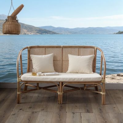 纯藤条编制沙发民宿喝茶咖啡馆双人餐椅真藤椅进口藤沙发阳台沙发