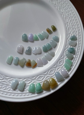 天然a货翡翠知足常乐脚丫小提溜滴溜配饰手机挂坠玉手绳脚链挂件