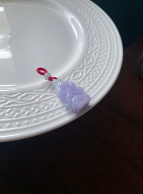 天然翡翠a货招财遇百财生财如意紫白菜锁骨小吊坠手机包挂件玉坠