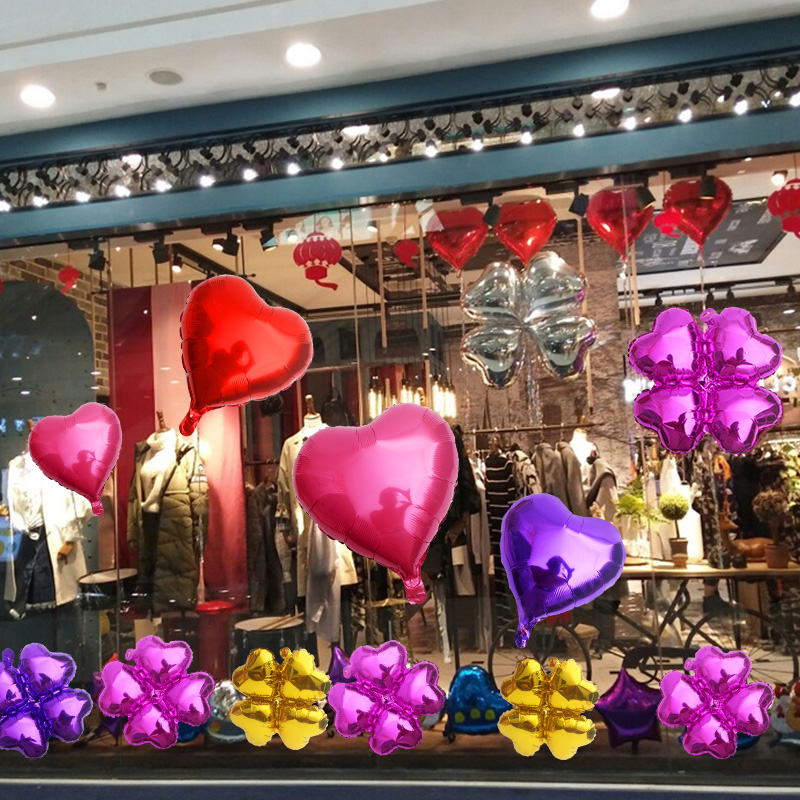 三八妇女节装饰气球爱心形铝膜气球铝箔商场店铺橱窗美陈场景布置
