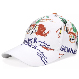 百搭遮阳可调节扣帽子男生 GENANX闪电潮牌手绘涂鸦鸭舌帽街头时尚