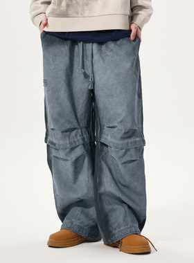 GENANX闪电潮牌2025冬季新款蓝色休闲裤高级感漂亮穿搭加绒长裤男