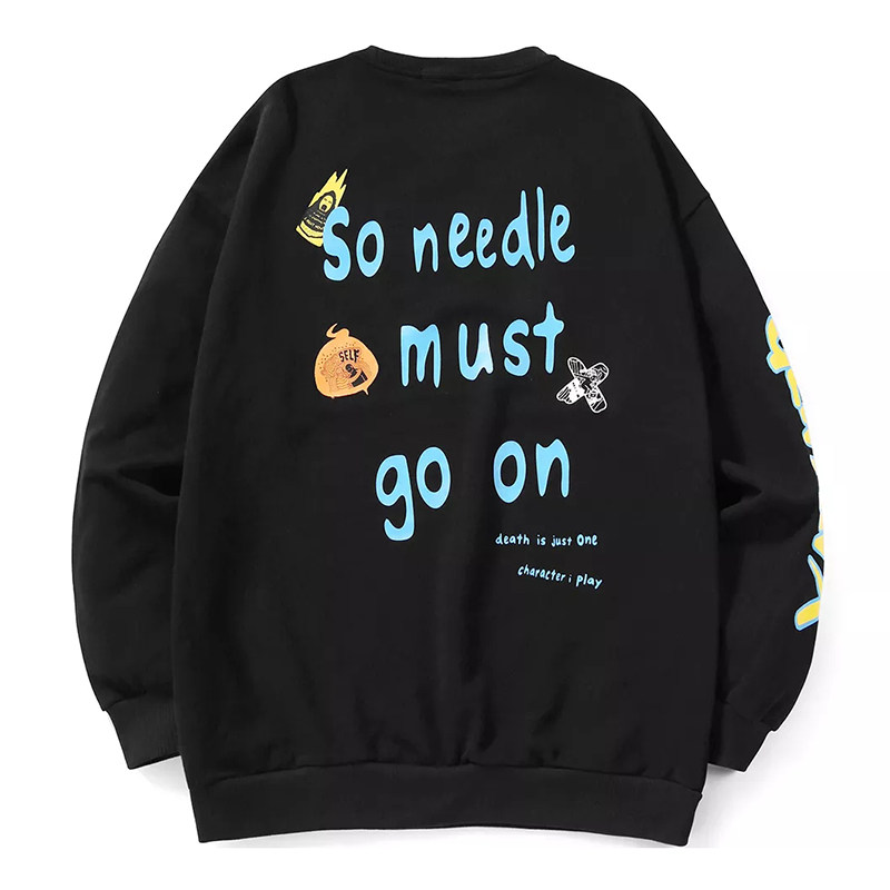 正品授权GENANX彩虹骷髅联名款简约风英文印花圆领卫衣小众情侣款