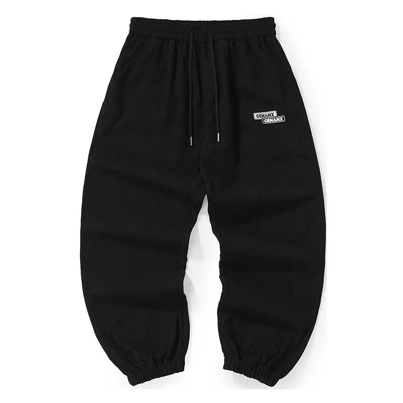 GENANX闪电潮牌灯芯绒卫裤束脚松紧腰高街时尚秋冬保暖重磅裤子男