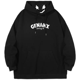 GENANX闪电潮牌假两件高领重磅硬挺连帽卫衣男女款秋冬季新款外套