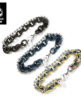饰品嘻哈风撞色钛钢手链