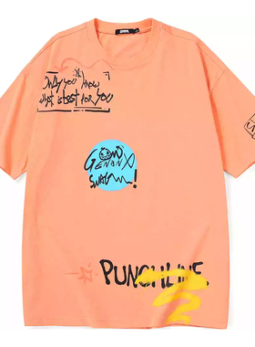 GENANX闪电潮牌黑色短袖上衣男嘻哈个性英文印花夏季简约百搭t恤