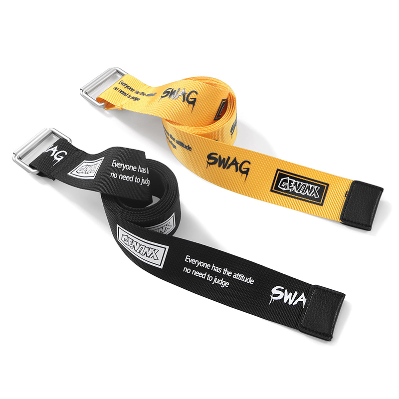 genanx双环扣尼龙腰带裤带嘻哈街头印花腰封潮流穿搭配饰男女