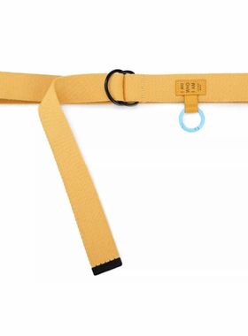 正品GENANX闪电潮牌字母贴标指环卡扣合金双环扣腰带黄色宽3.8cm