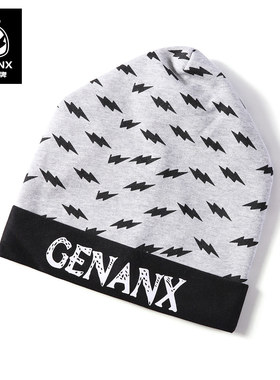 GENANX闪电潮牌灰色冷帽情侣秋冬新款欧美潮流时尚毛线帽针织帽