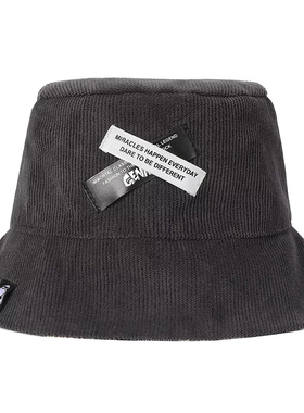 正品闪电潮牌GENANX灰色灯芯绒+黑白格纯棉渔夫帽 双面可戴 国潮