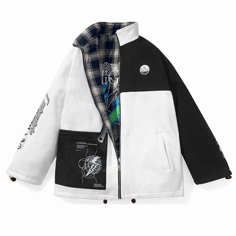 genanx闪电潮牌棉服网红两面穿