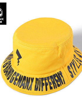GENANX闪电潮牌阿云嘎同款渔夫帽潮流黄色嘻哈时尚国潮街舞盆帽男
