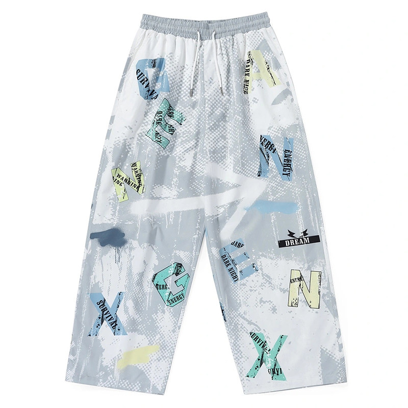GENANX闪电潮牌长裤男松紧带宽松卡通涂鸦印花卫裤运动裤夏季新款