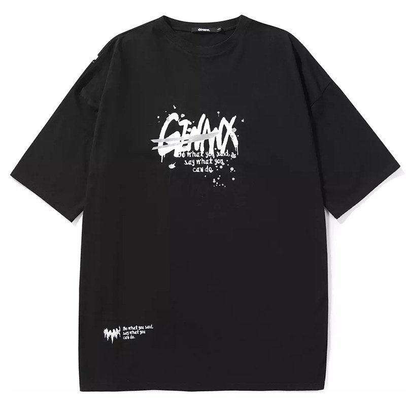正品授权genanx简约风英文印花圆领短袖t恤情侣款纯棉街头嘻哈风