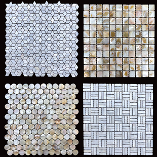 25超白大颗粒贝壳马赛克贴片背景墙白色厨房卫生间瓷砖墙贴鱼池