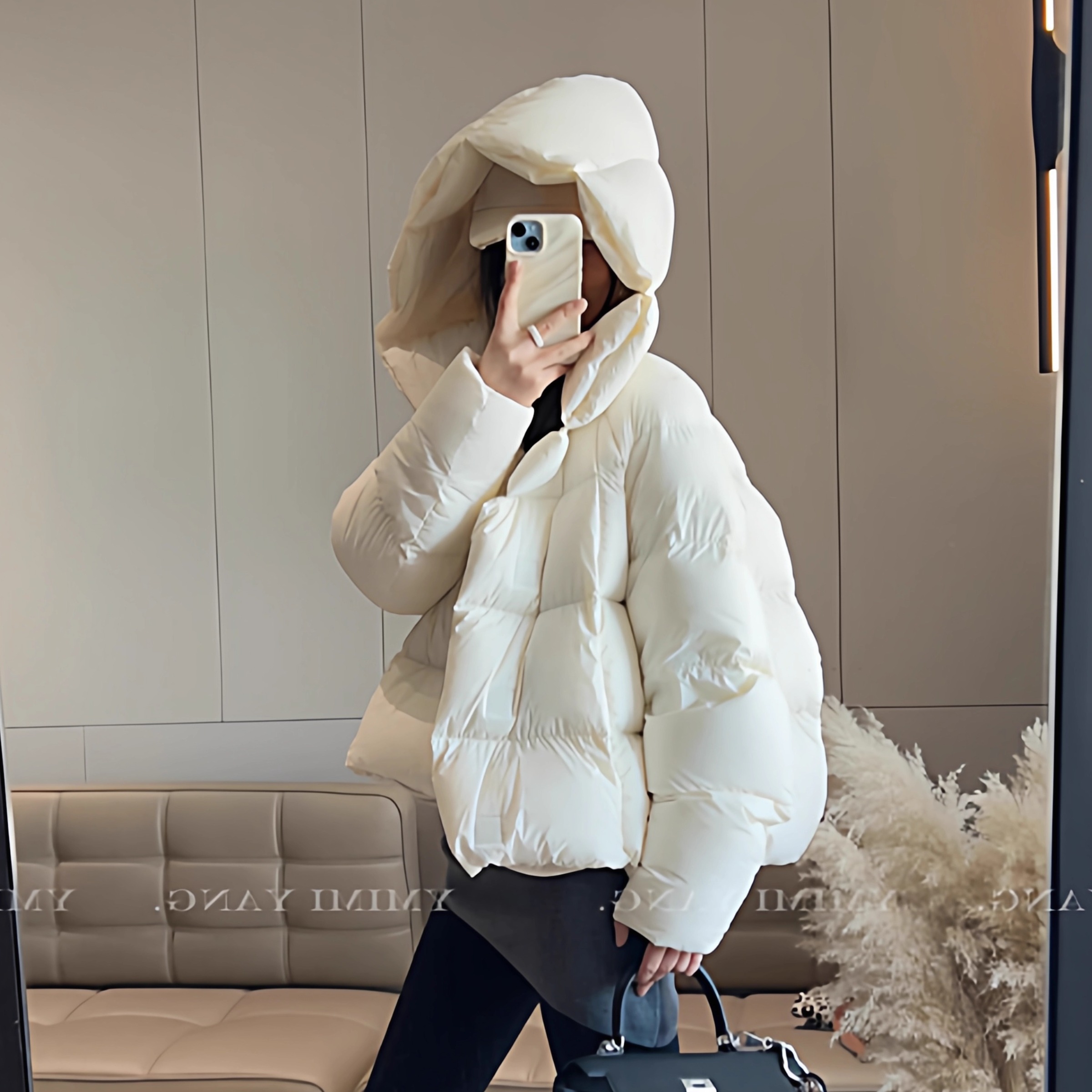 高端90白鸭绒羽绒服女短款连帽