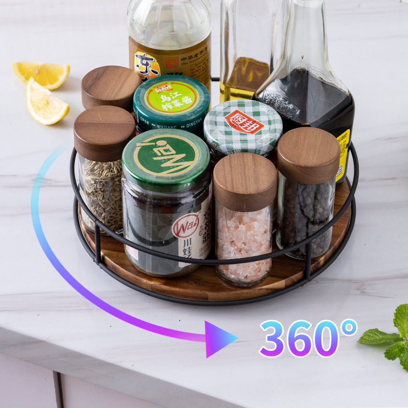 木质圆形旋转置物架厨房香料瓶整理架桌面转盘收纳架实木收纳托盘,厨房/烹饪用具,调料置物架,淘宝优惠券,粉丝福利购,淘宝优惠卷