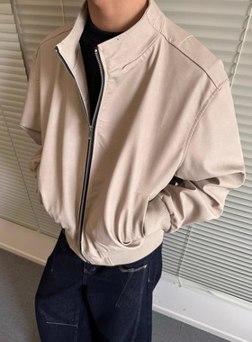 MADEEXTREME 春季男装静奢PU皮衣通勤廓形剪裁拉链立领外套夹克