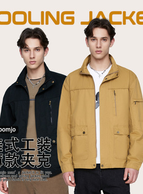 OLA春秋款男士薄款美式工装多袋休闲夹克宽松百搭户外美式复古