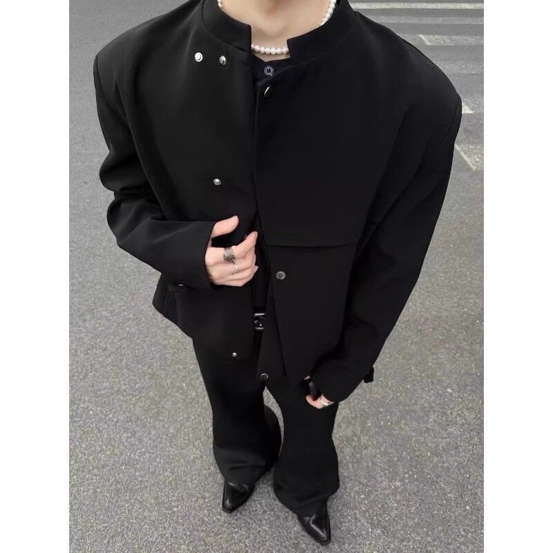 立领高级设计感2025春秋高级休闲西服
